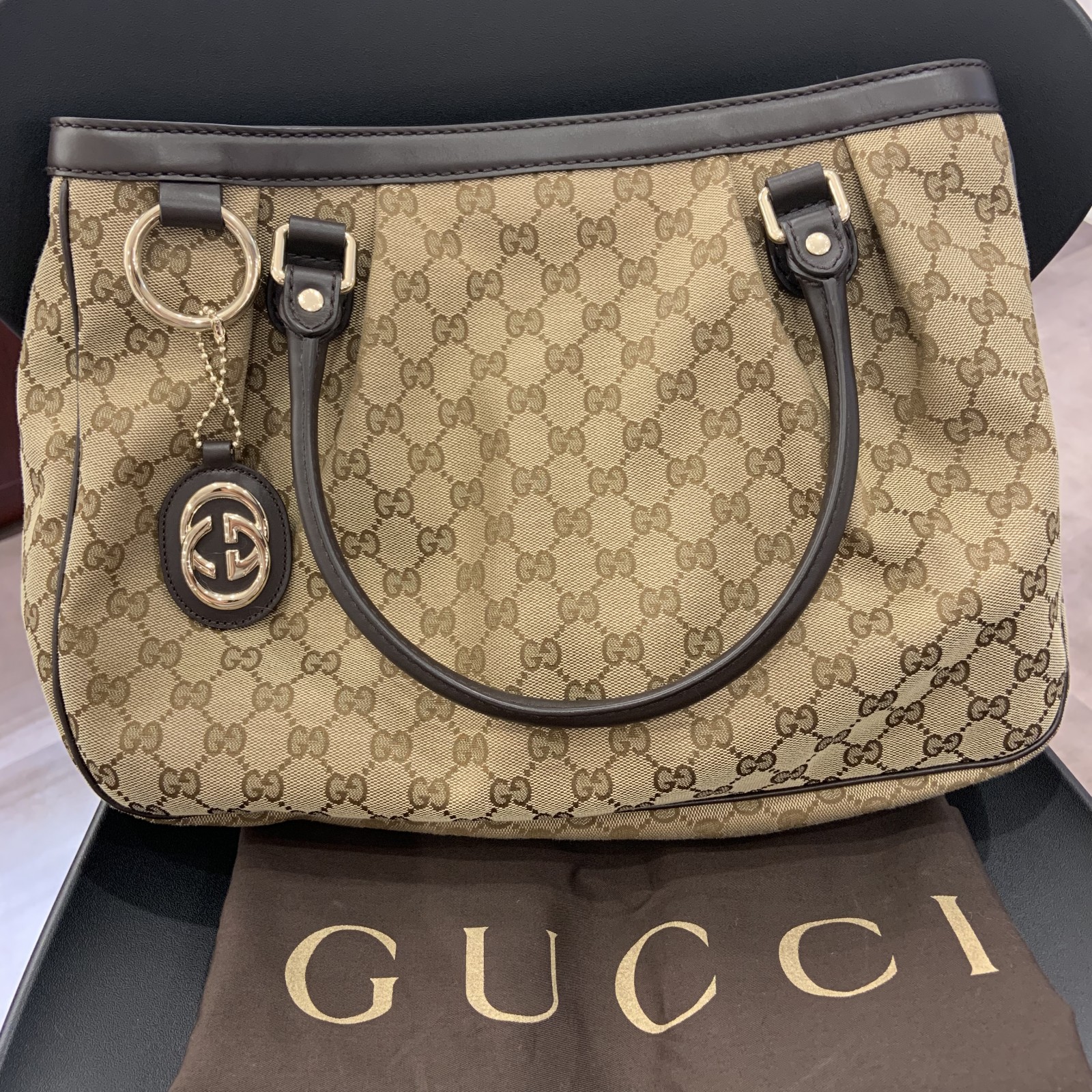 グッチ/GUCCI GGキャンバス 296835 スーキー トートバッグ ベージュ×ダークブラウン0