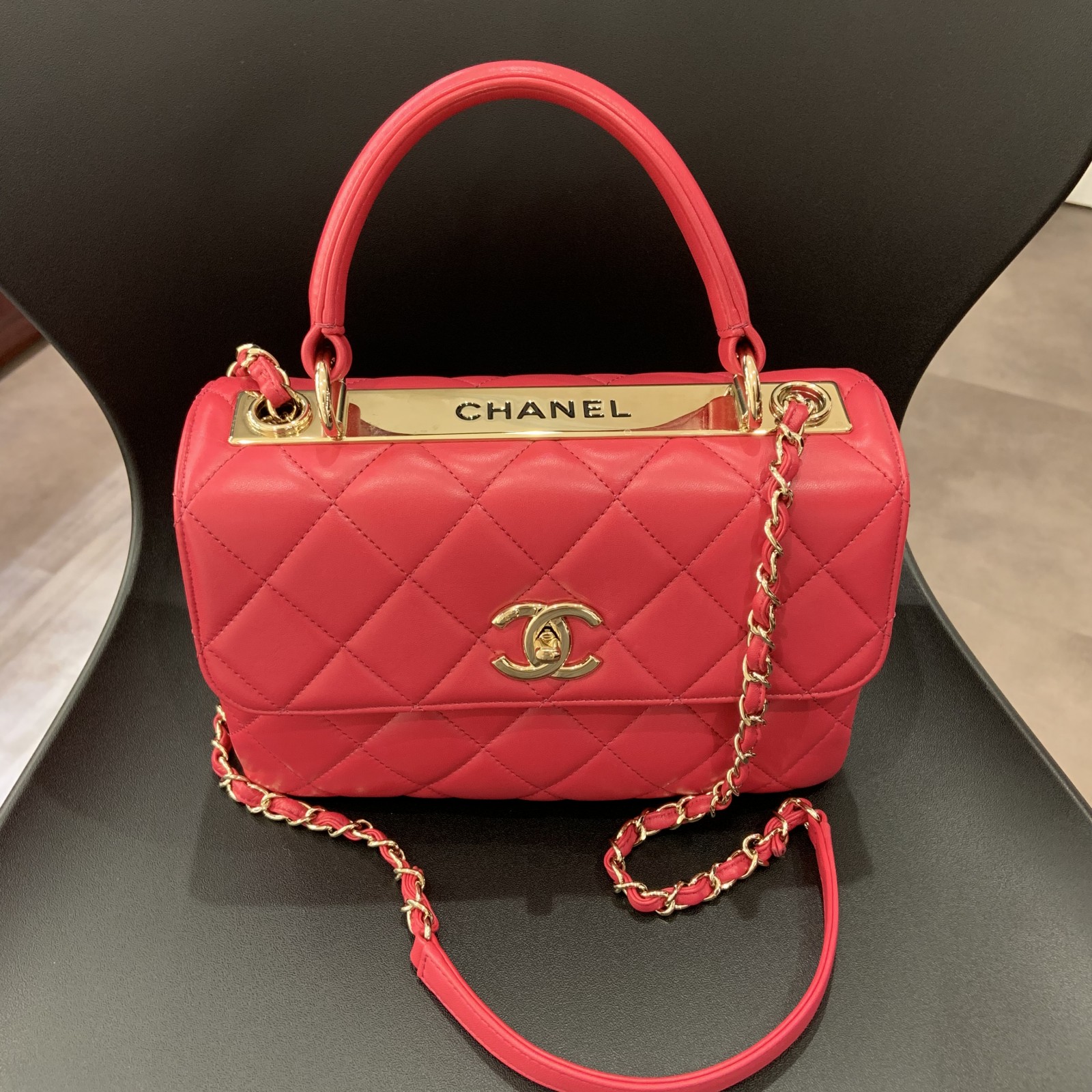 シャネル/CHANEL  A92236 スモール トップハンドル フラップ バッグ ピンク1