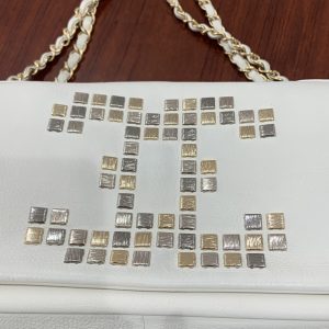 CHANEL/シャネル ダブルチェーン ショルダーバッグ ホワイト3