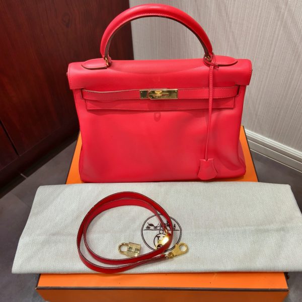 エルメス/HERMES ケリー32 内縫 ヴォーガリバー ルージュヴィフ