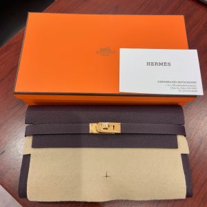 エルメス/HERMES ケリーウォレットロング ヴォー・エプソン×SV金具 レザン×アネモネ0