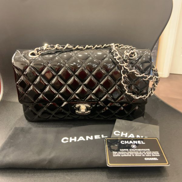 シャネル/CHANEL チェーンショルダーバッグ エナメル ブラック