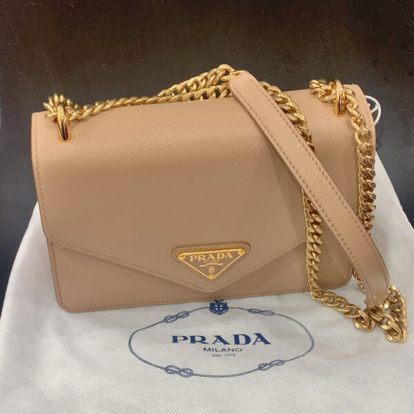 プラダ/PRADA 1BD200 サフィアーノ チェーンショルダー ベージュ